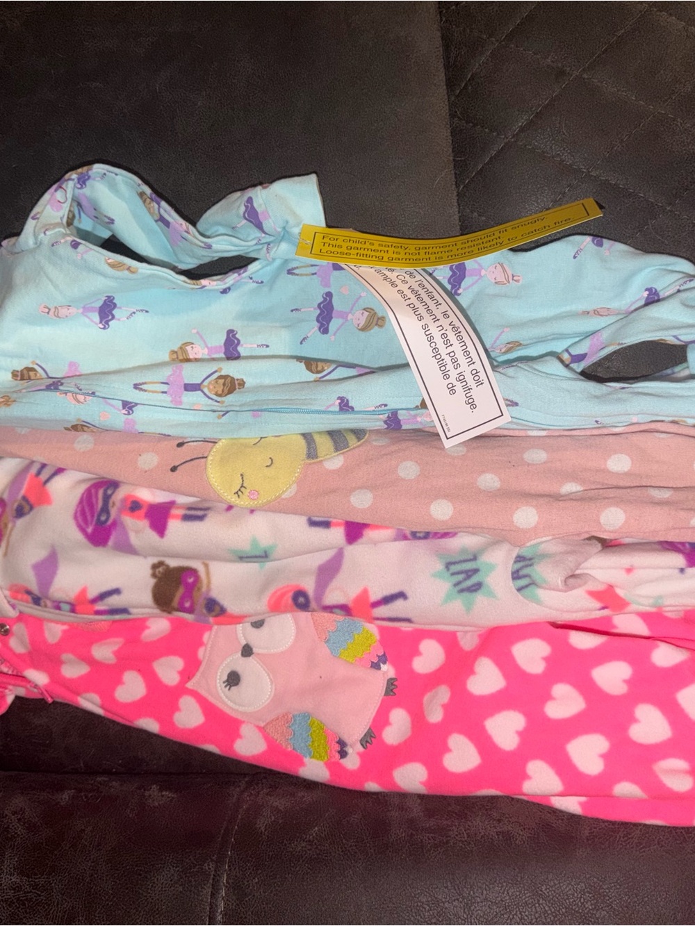 Carter's Girls' Mixed Print Pajama Bundle - Light Blue, Pink, Hot Pink, Peach